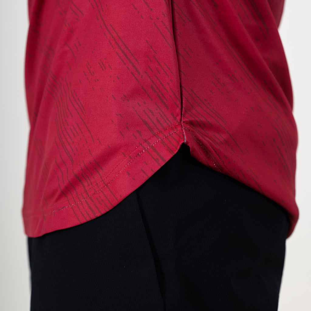 St John Curved Hem Crew Neck T-Shirt - Cabernet & Salsa