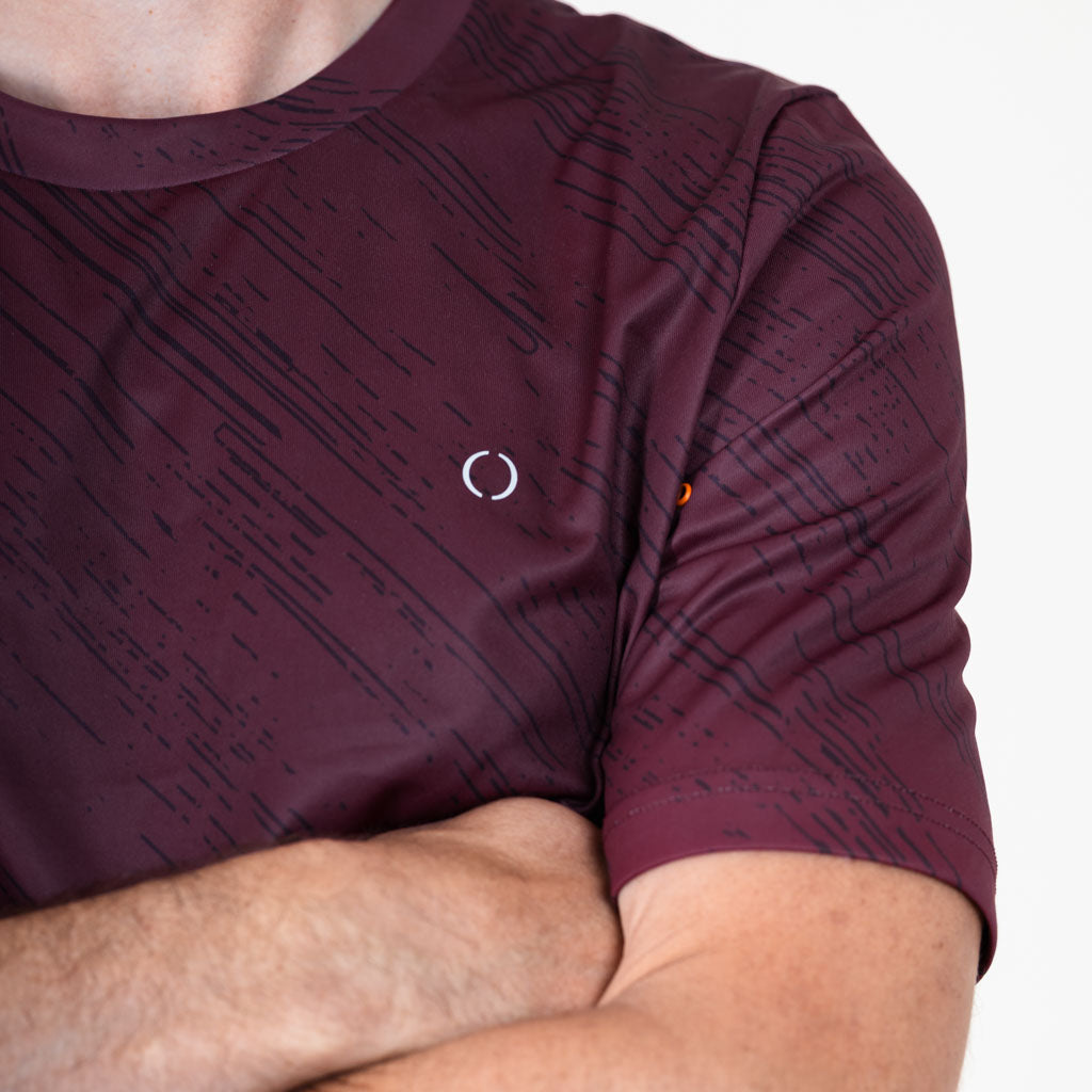 St John Curved Hem Crew Neck T-Shirt - Cabernet & Salsa
