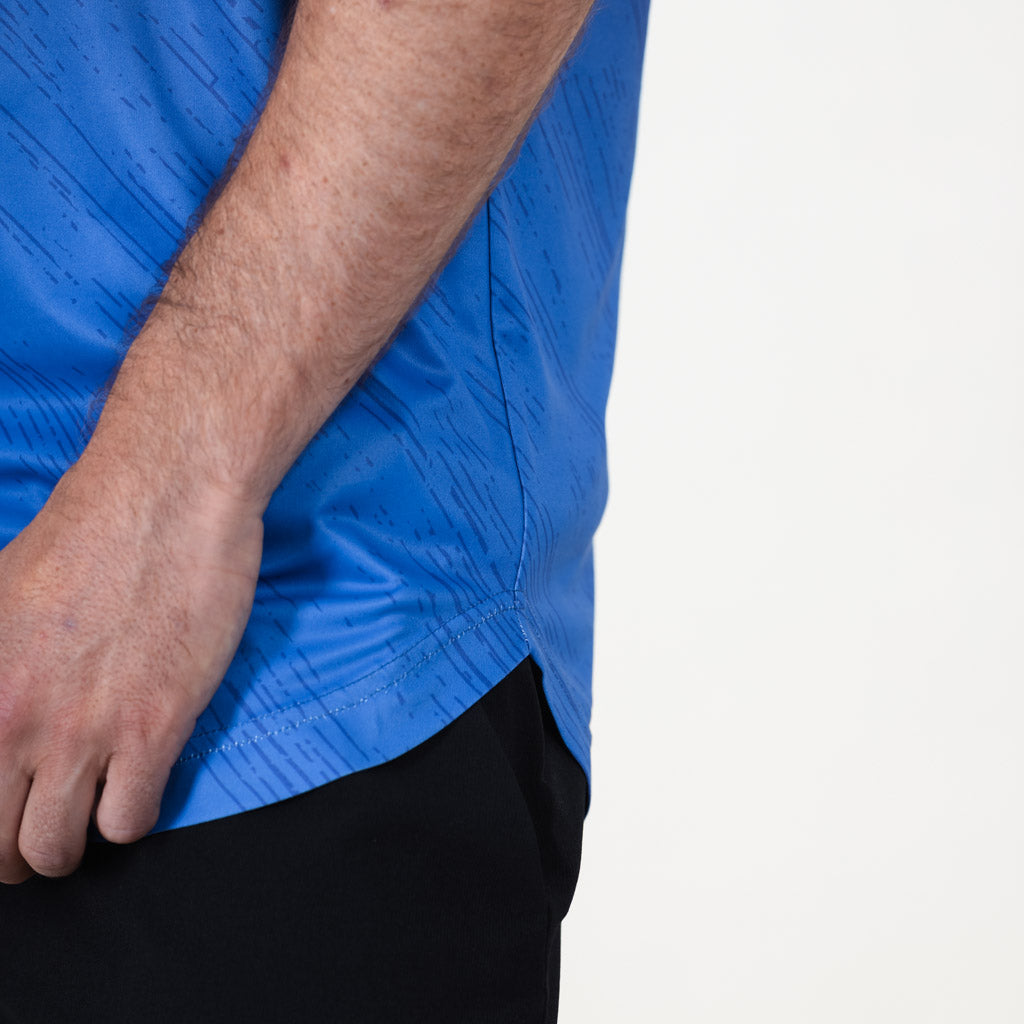 St John Curved Hem Crew Neck T-Shirt - Medieval Blue & Dazzling Blue