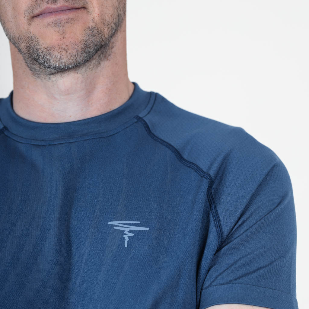 Stack Marl Knit Seamless Crew Neck T-Shirt - Bering Sea