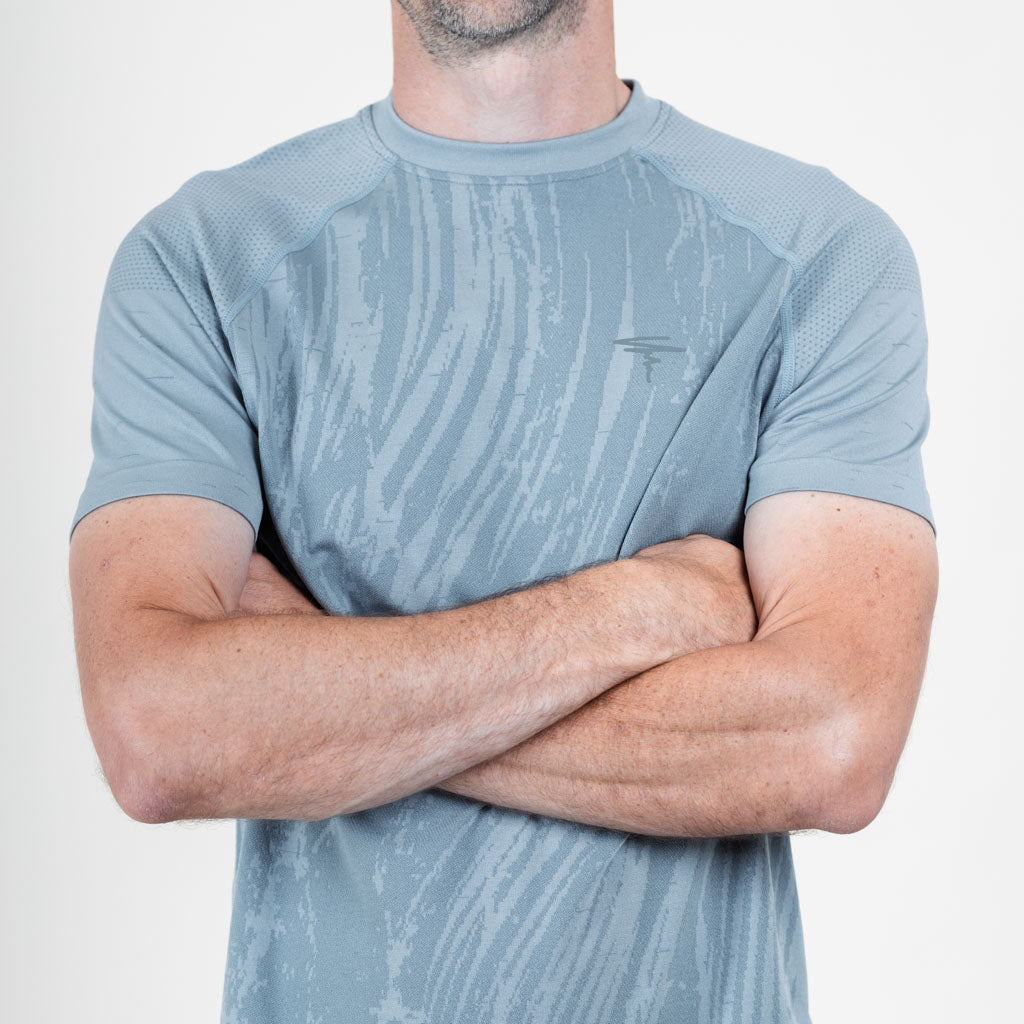 Stack Marl Knit Seamless Crew Neck T-Shirt - Puritan Grey