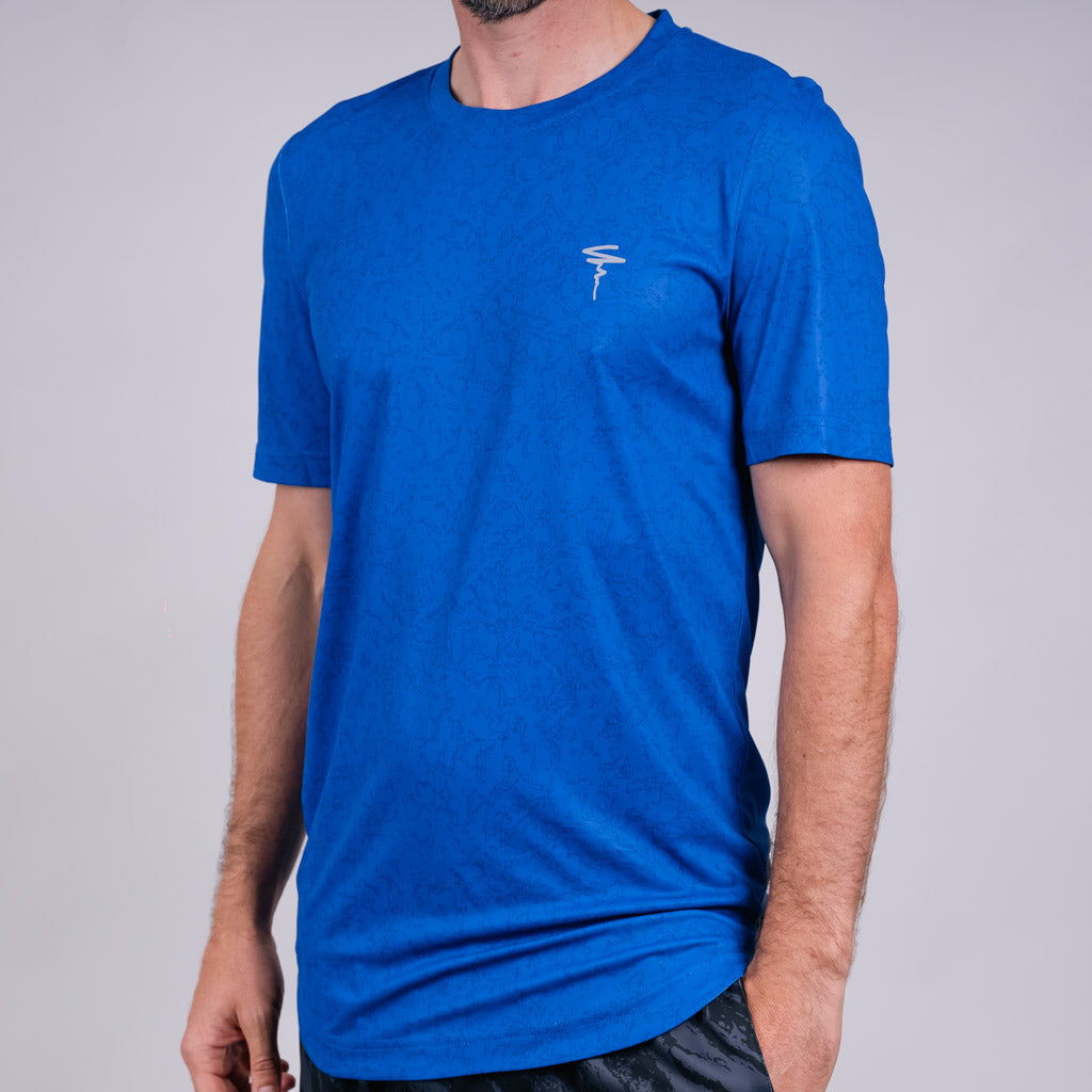 Toll Heather Jersey Dropped Hem Crew Neck T-Shirt