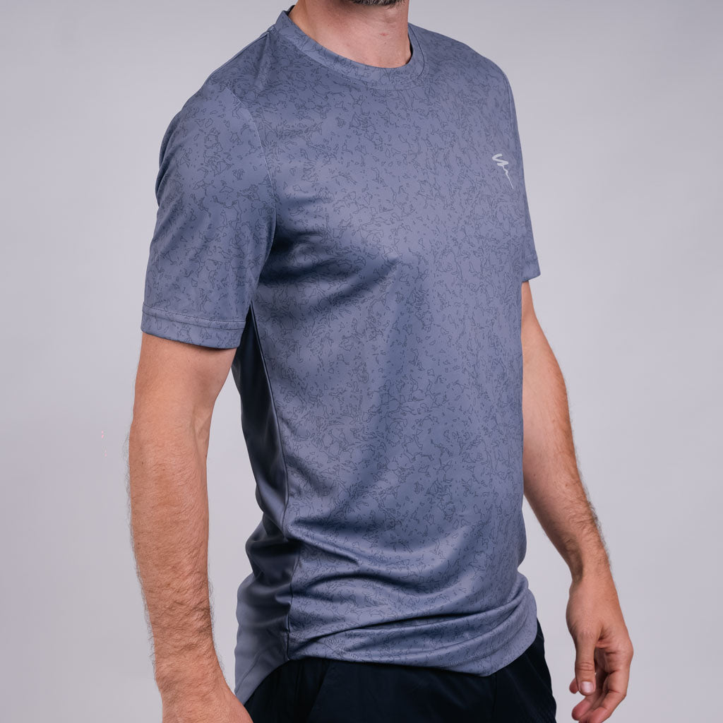 Toll Heather Jersey Dropped Hem Crew Neck T-Shirt - Frost Grey