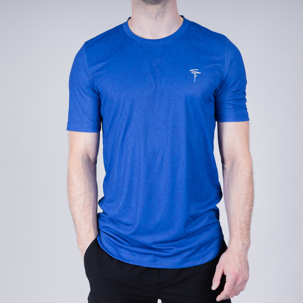 Toll Heather Jersey Dropped Hem Crew Neck T-Shirt