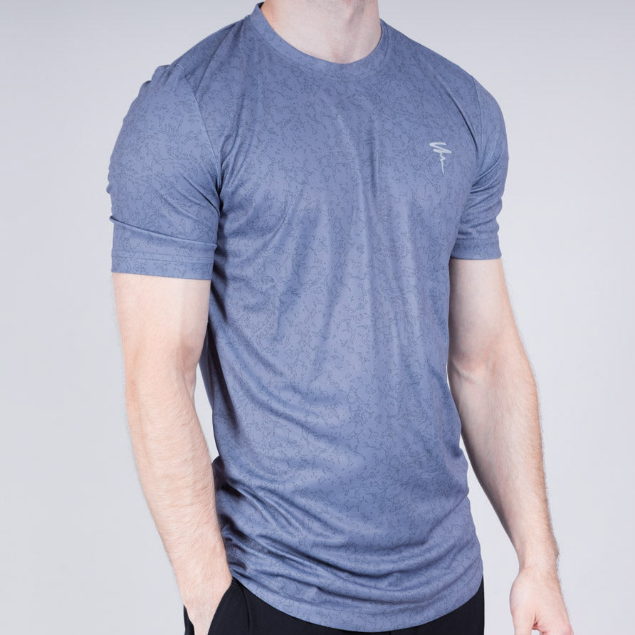 Toll Heather Jersey Dropped Hem Crew Neck T-Shirt