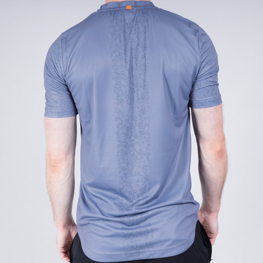 Toll Heather Jersey Dropped Hem Crew Neck T-Shirt - Frost Grey