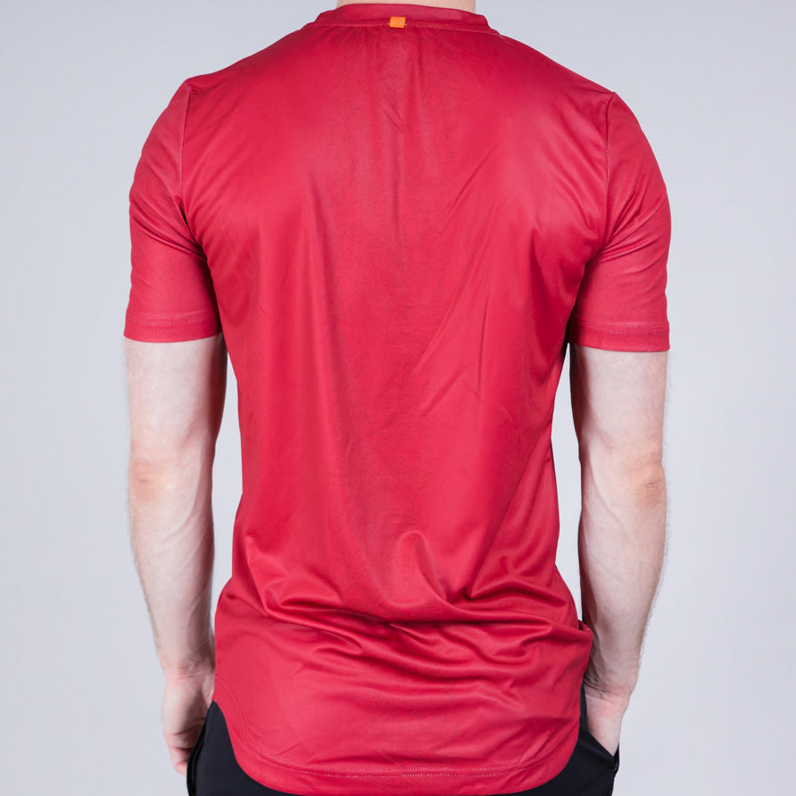 Toll Heather Jersey Dropped Hem Crew Neck T-Shirt - Salsa