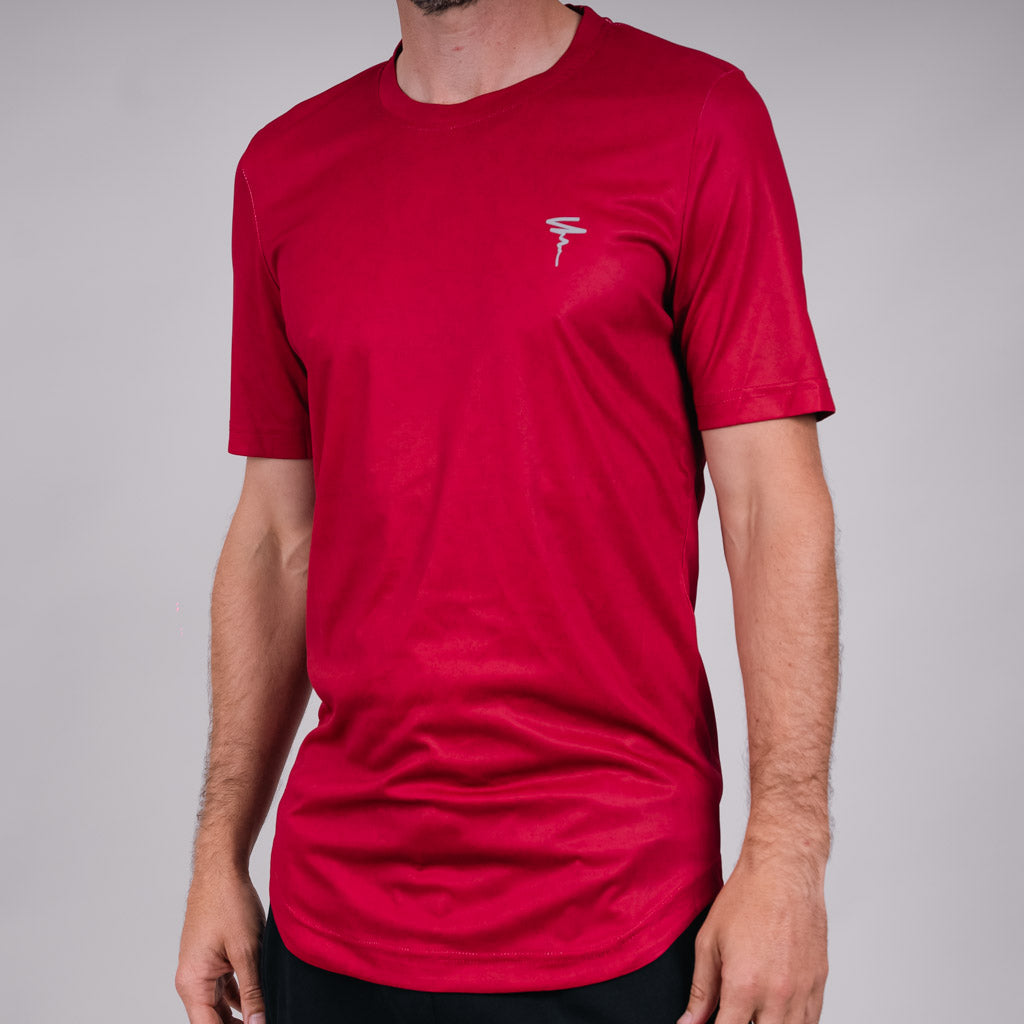 Toll Heather Jersey Dropped Hem Crew Neck T-Shirt